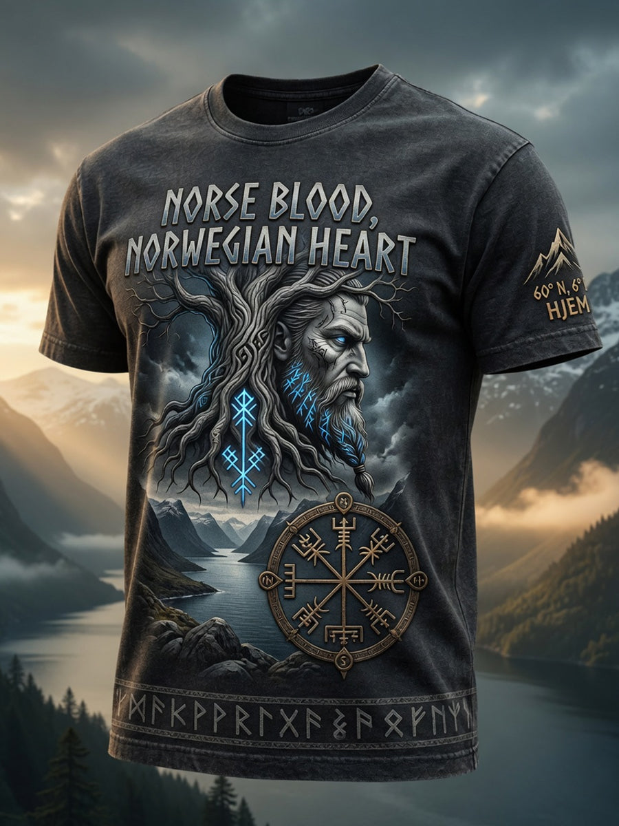 Retro Norsk Tribal kunsttilskudd T-shirt