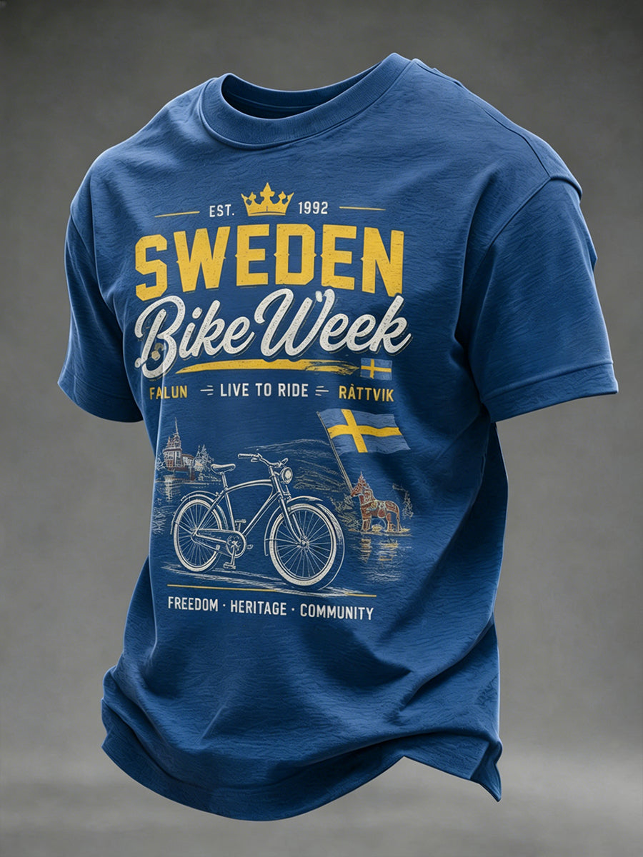 Herrcykelveckans T-shirt med tryck för män