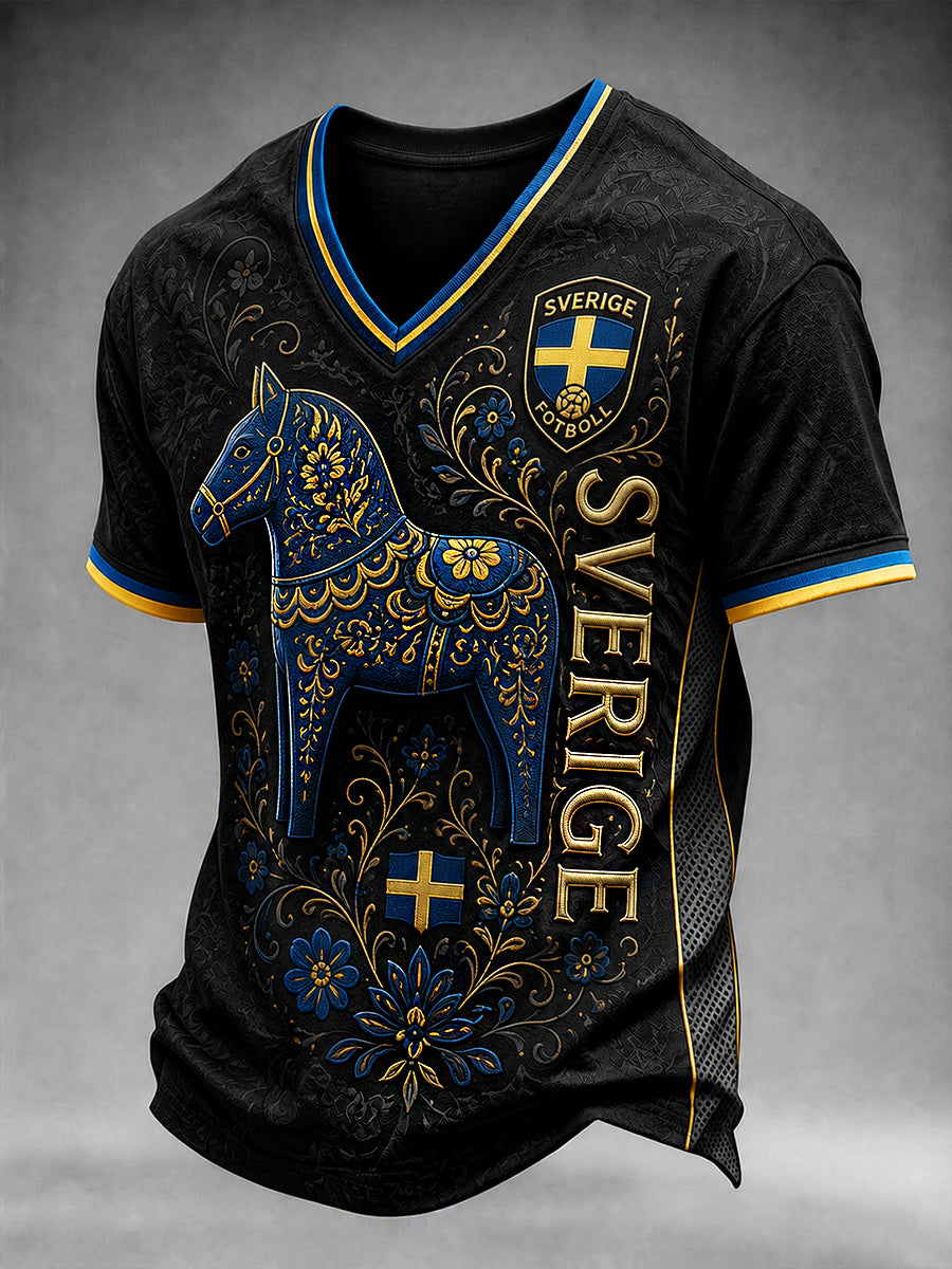Retro svensk fotbollsfan-konsttryck avslappnad tröja
