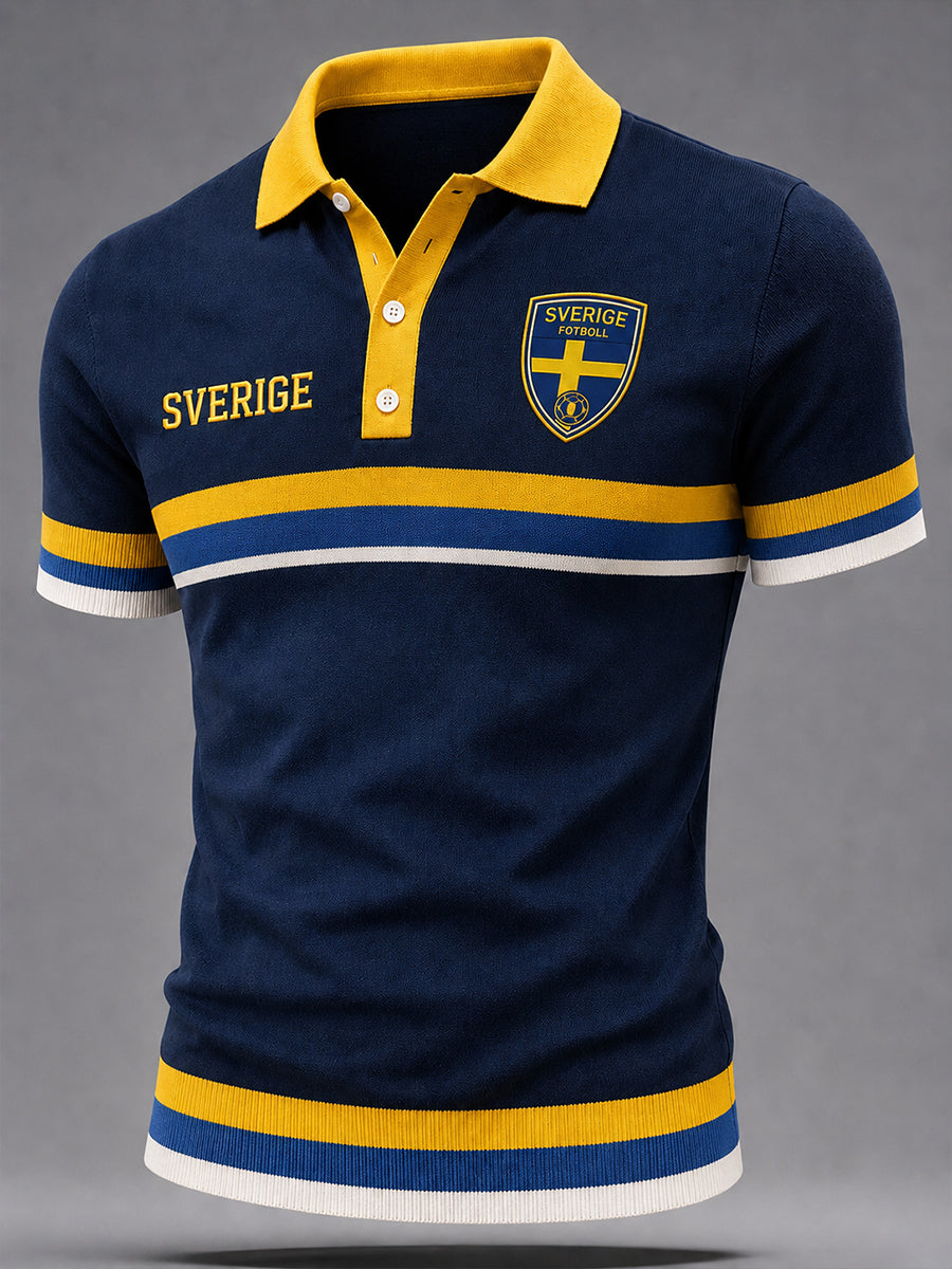 Retro svensk fotbollsfan-konsttryck avslappnad tröja