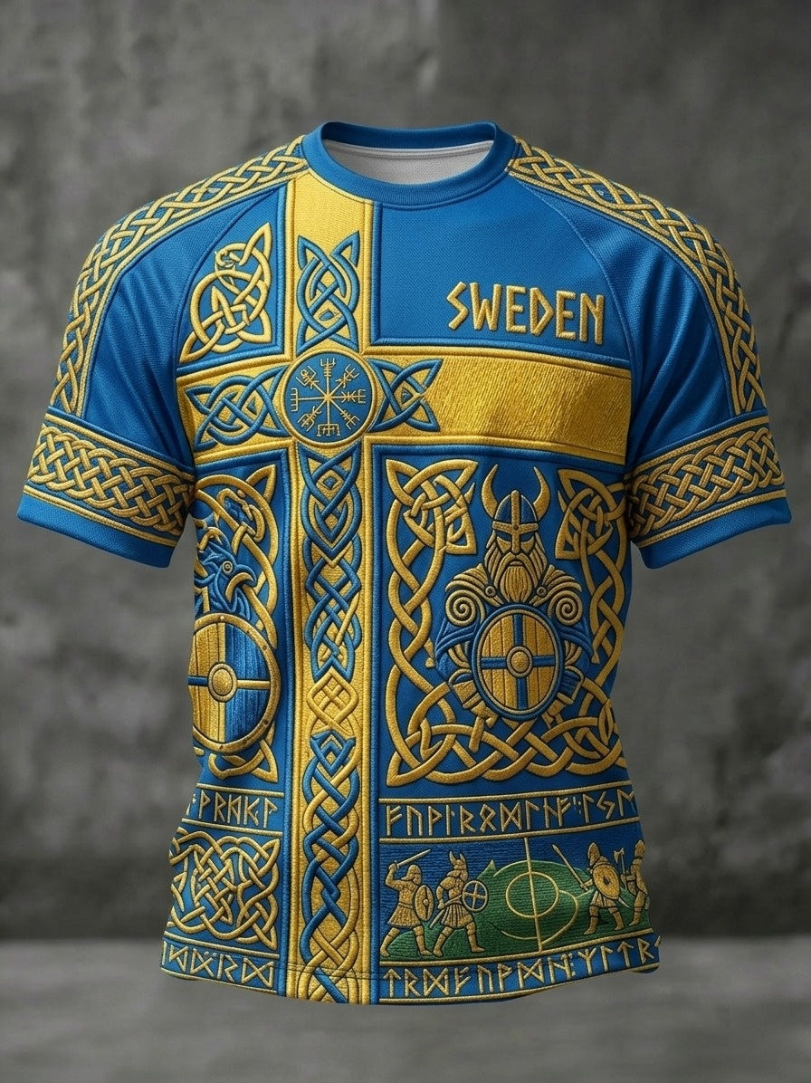 Mäns Retro Sverige 2026 Fotboll T-shirt