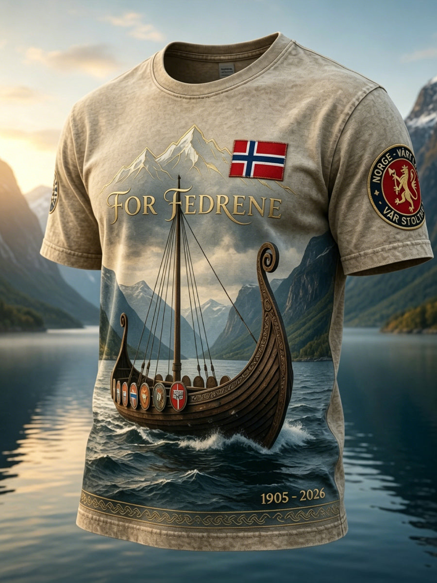 Retro norsk «Framover» kunstnerisk Totem-T-shirt