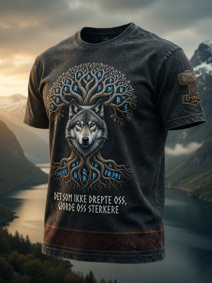 Vintage norske ulvtotem kunsttilskudd T-shirt