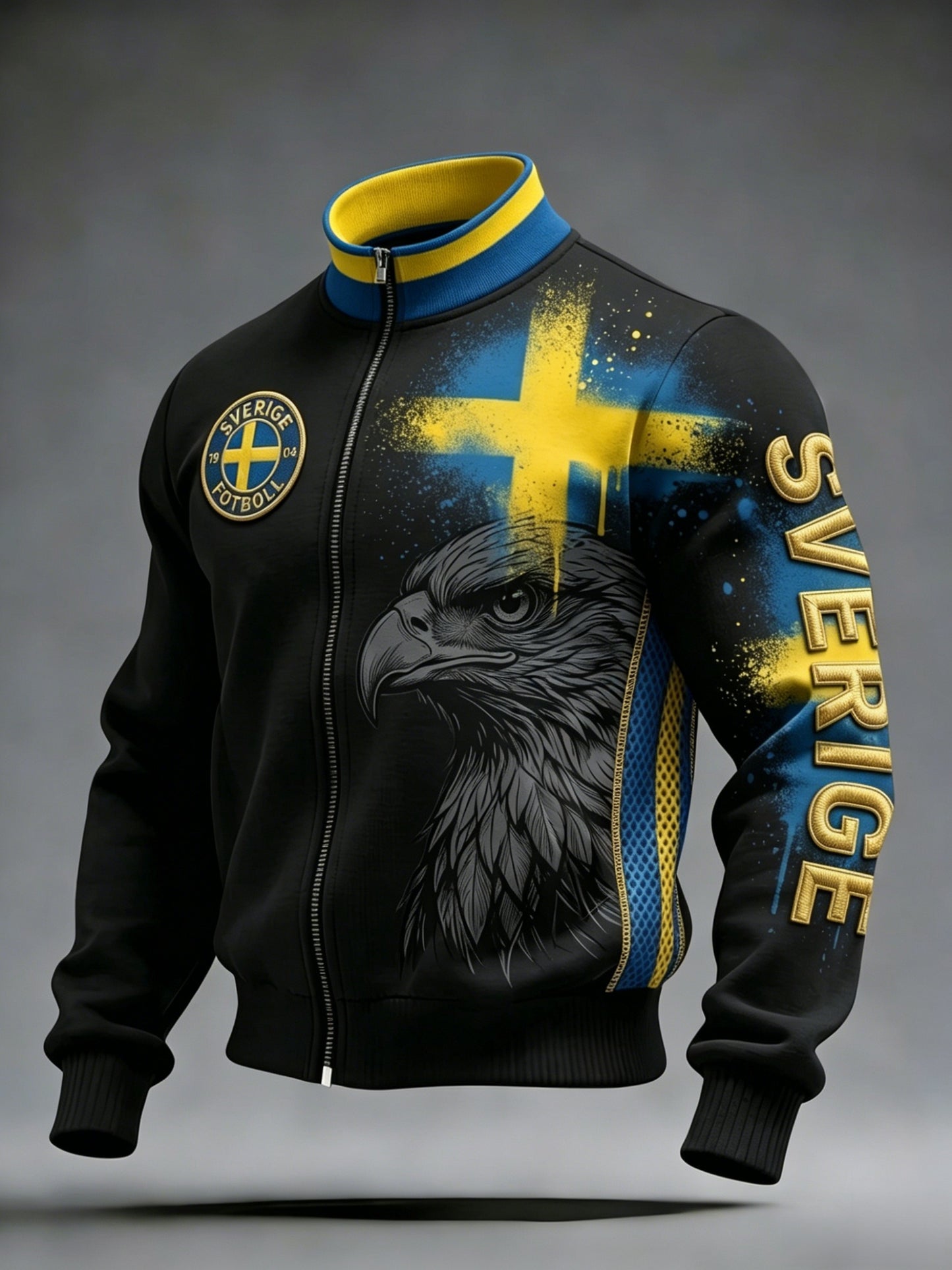 Retro Svensk fotbollsfan Casual Sporty Stand Krage Jacka
