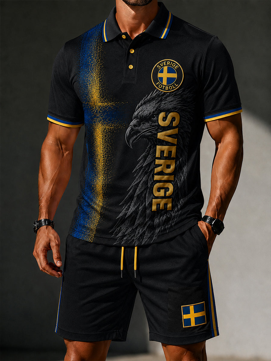 Retro svensk fotbollsfanart-print, avslappnad 2-delad set