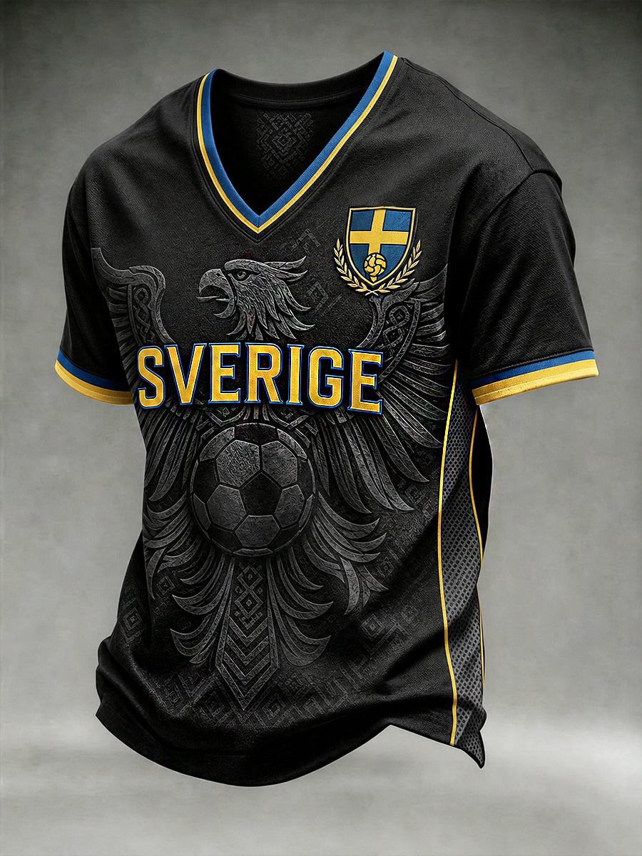 Retro svensk fotbollsfan-konsttryck avslappnad tröja
