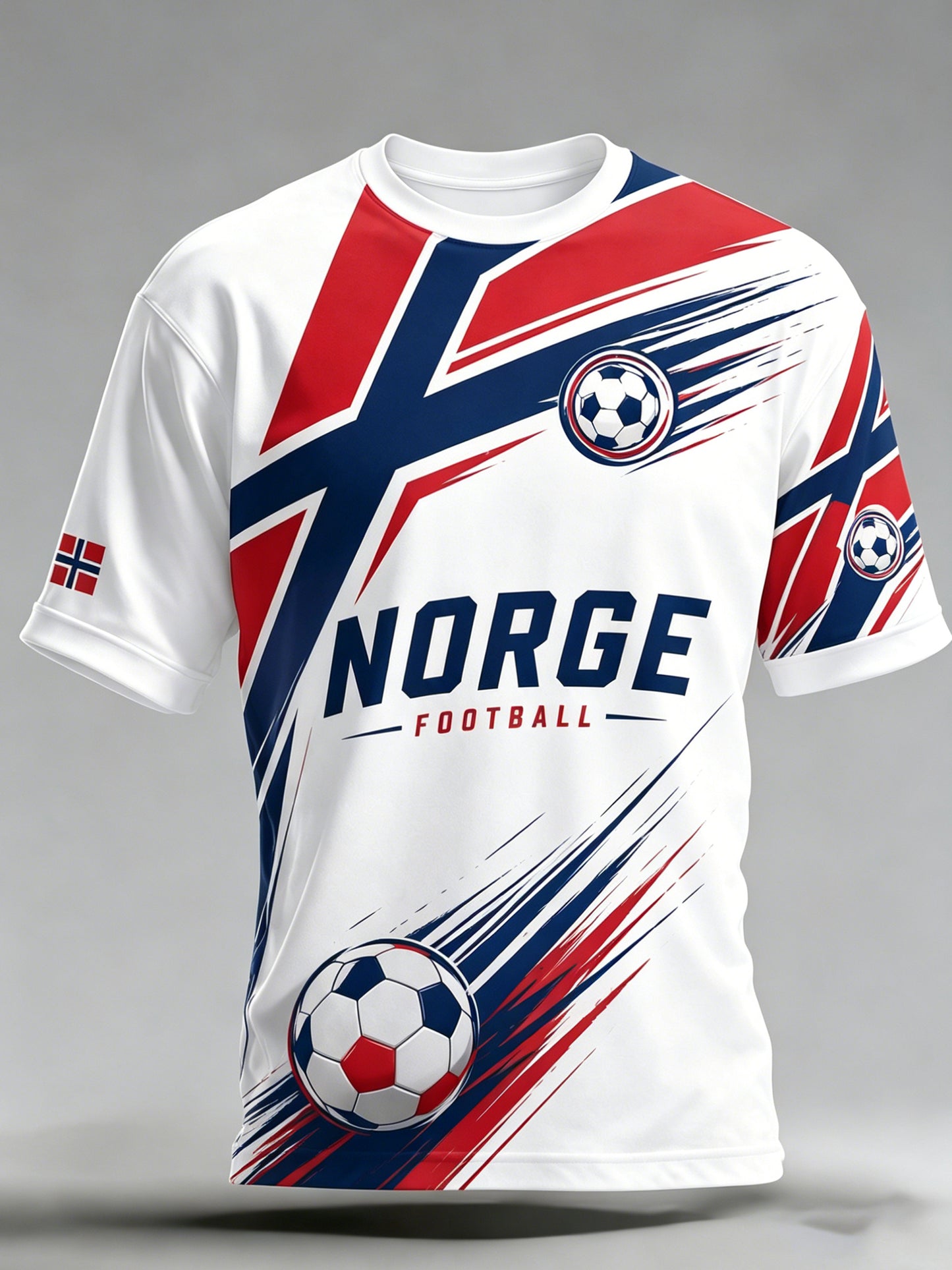 Menns Norge Fotball Fan Kunsttrykk T-skjorte