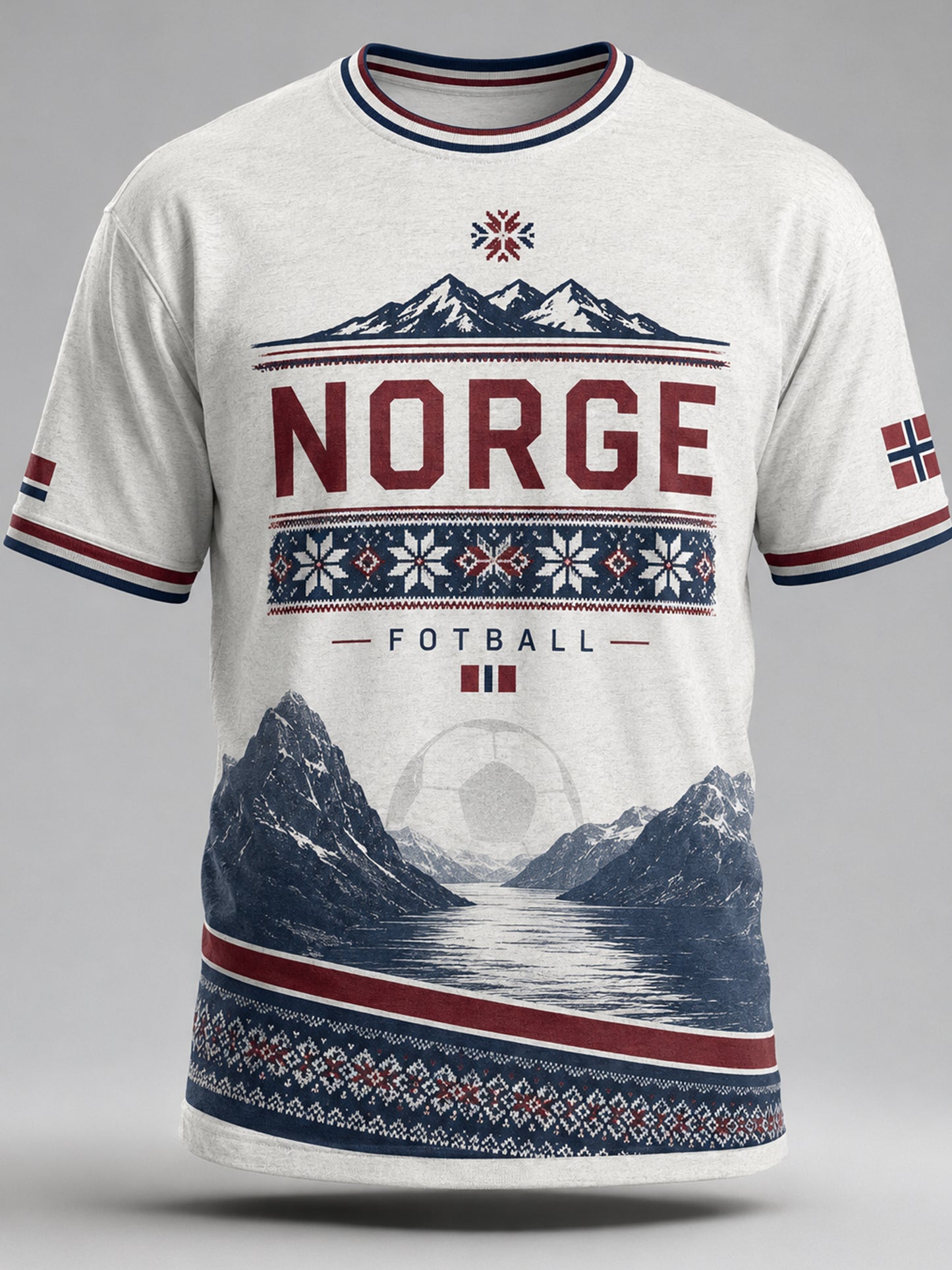 Menns Norge Fotball Fan Kunsttrykk T-skjorte
