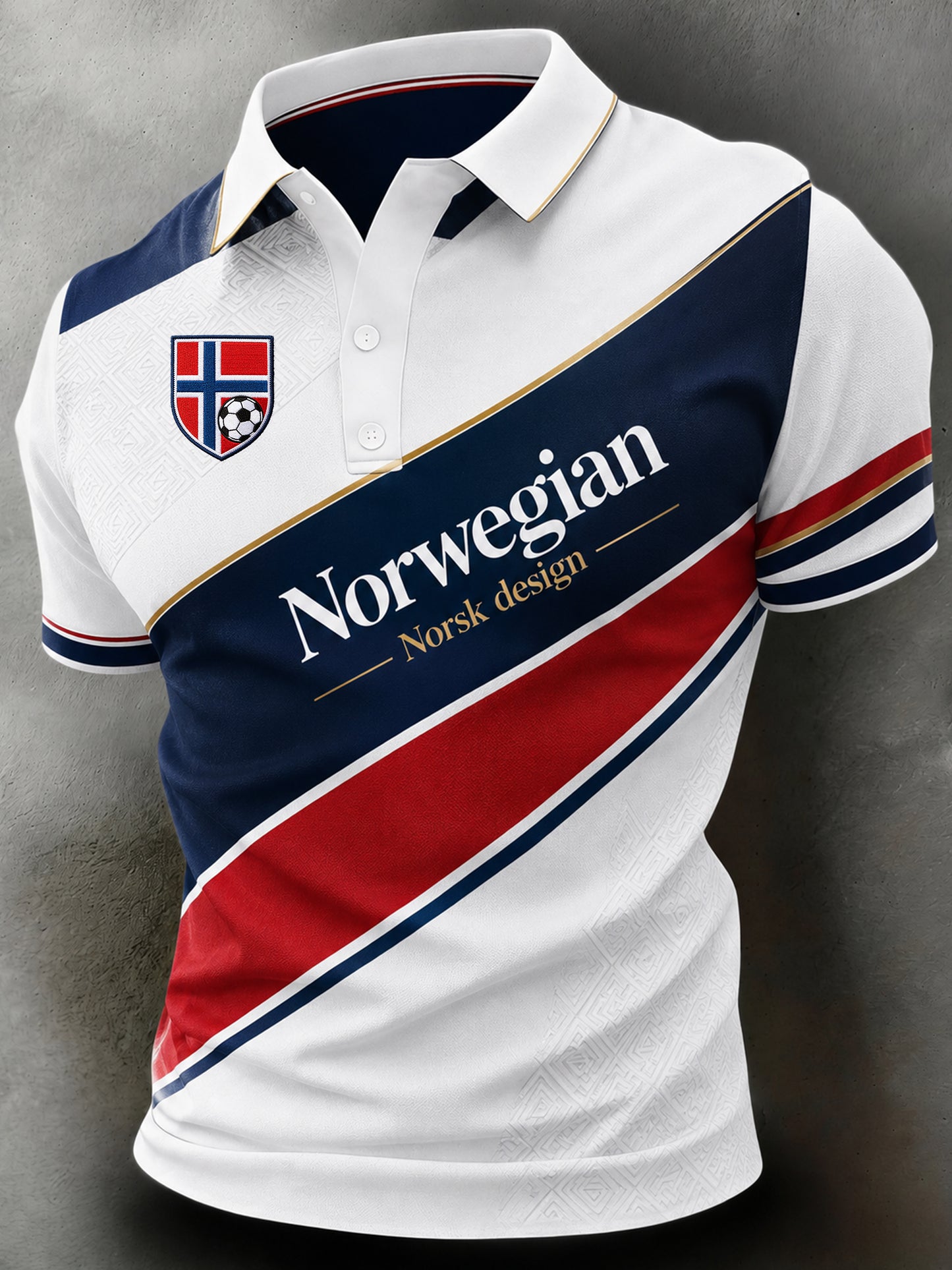 Menns like stil: Norges fotballkamp heiar-kunst-trykk polo