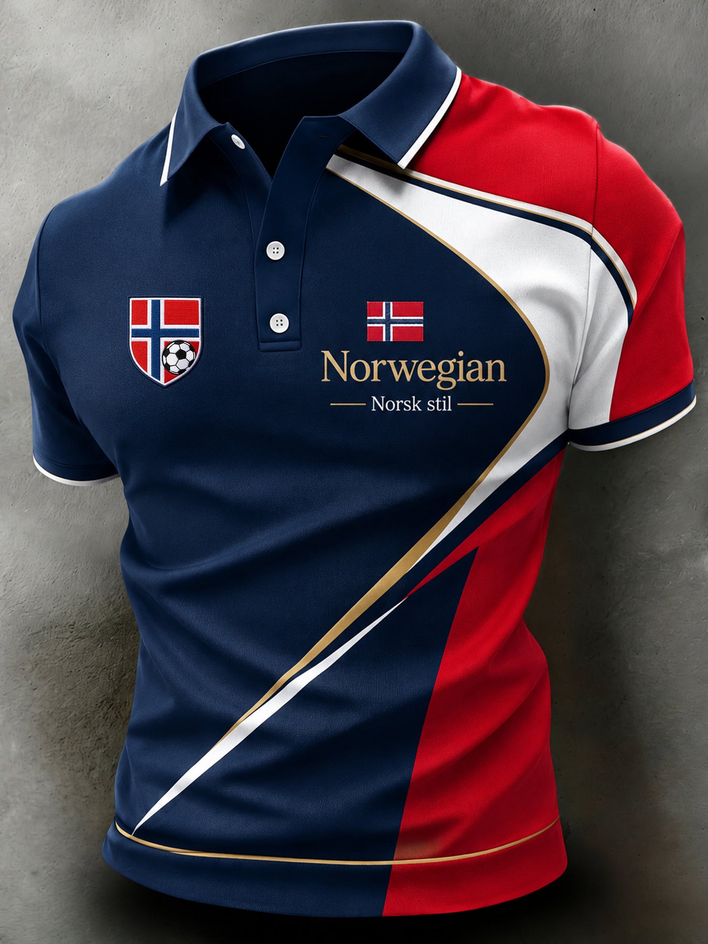 Menns like stil: Norges fotballkamp heiar-kunst-trykk polo