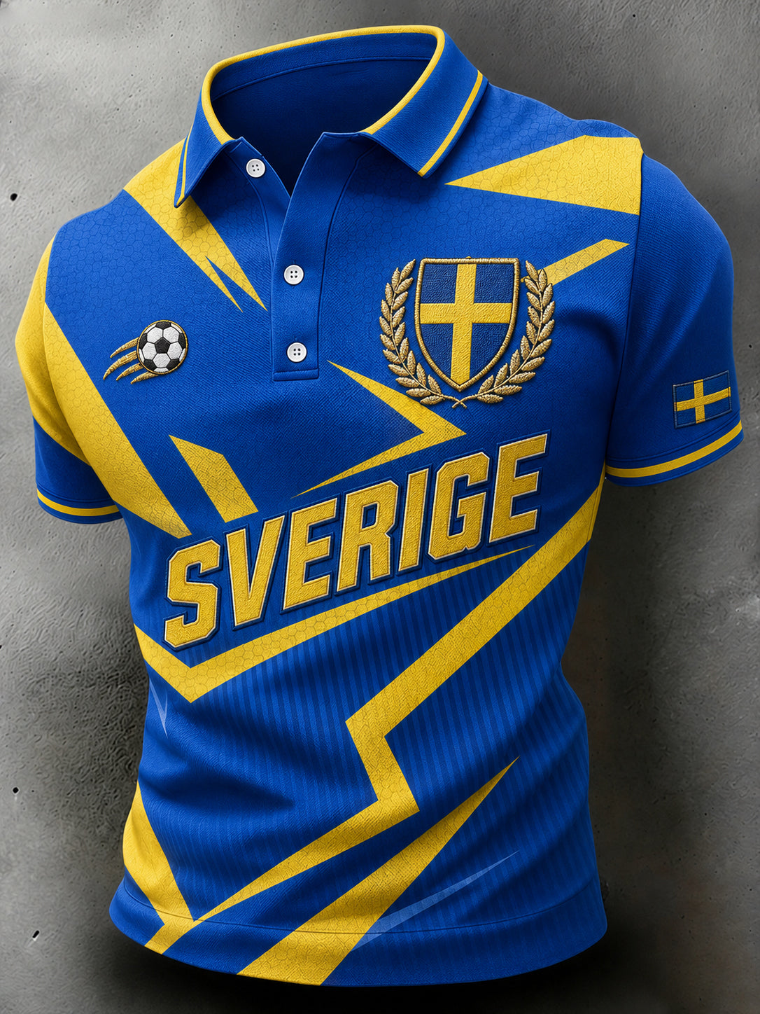 Mäns kortärmade Polo tröja med fotboll tryckt