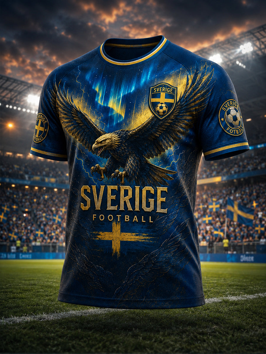 Mans Retro Svensk Fotboll Fan Konsttryck Lässig T-shirt