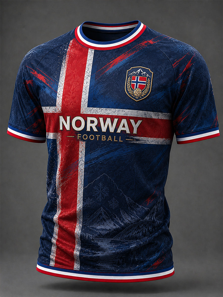 Retro norsk fotballfan-kunsttrykk, uformell t-skjorte