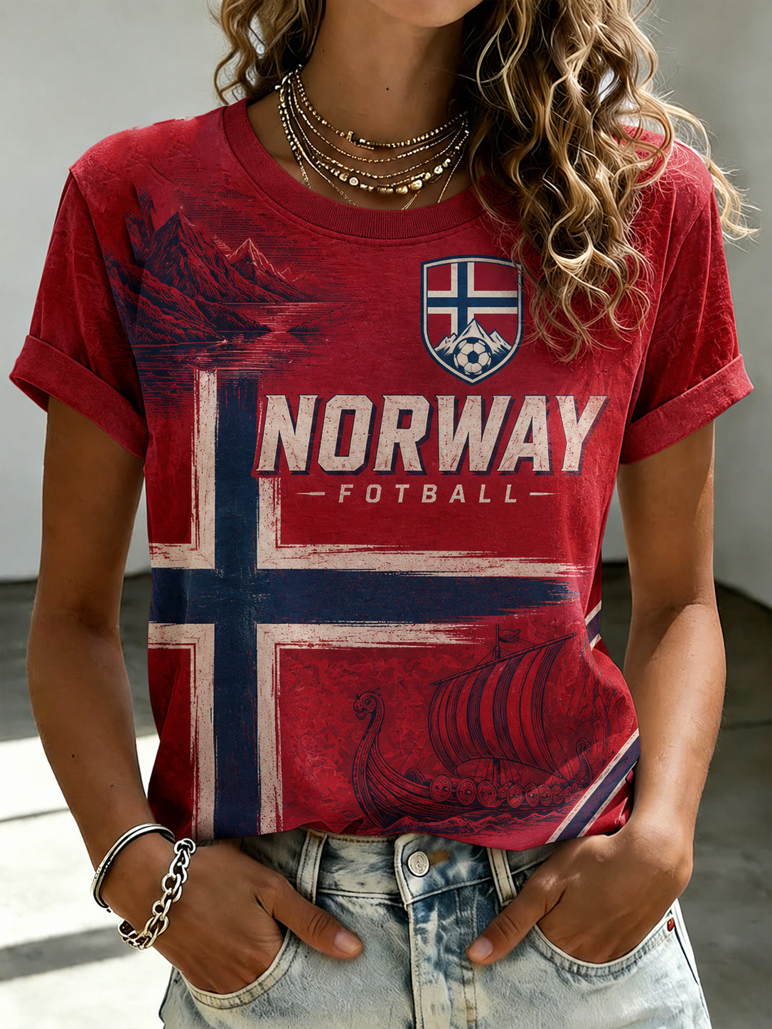 Kvinner viking fotballkort-t-shirt