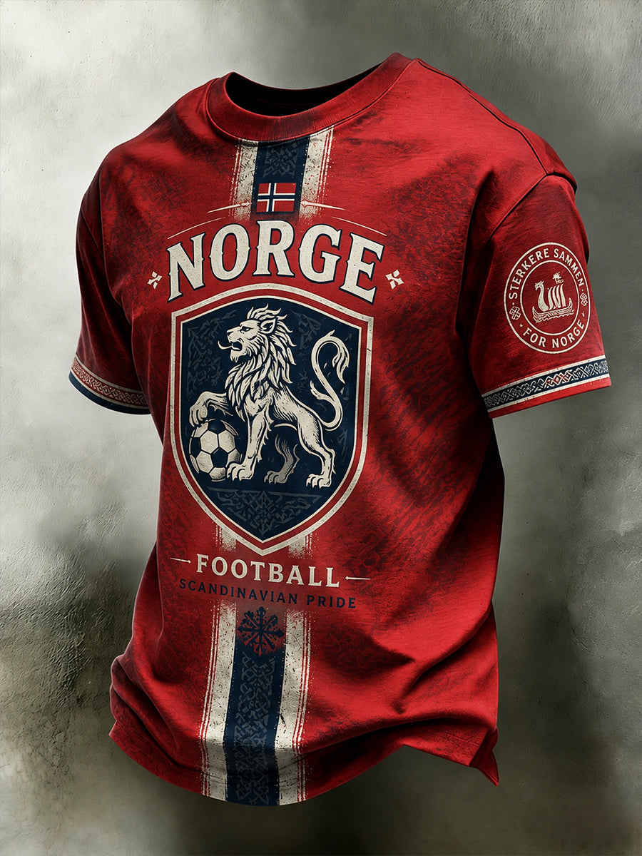 Retro norsk fotballfan-kunsttrykk, uformell t-skjorte