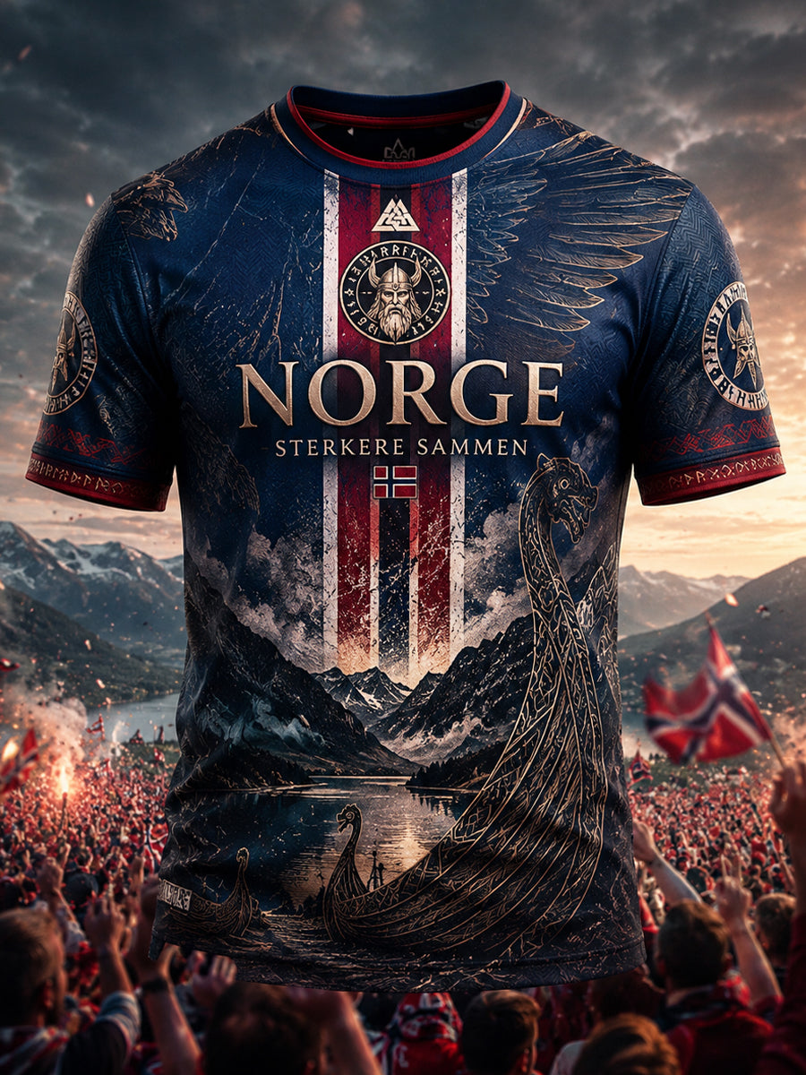 Retro norsk fotball-tema kunstnerisk t-shirt