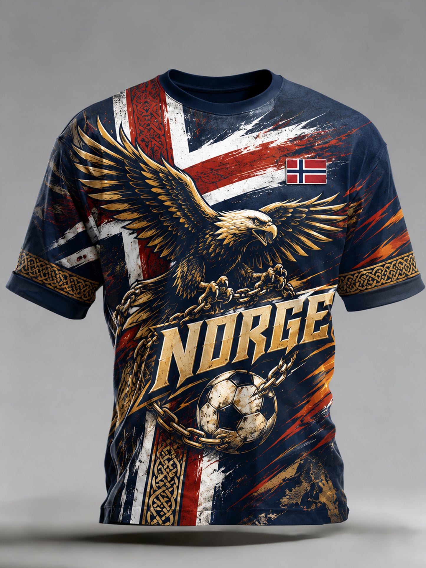 Menns Norge-fotballfan-kultur og heiarop kunsttrykk T-skjorte