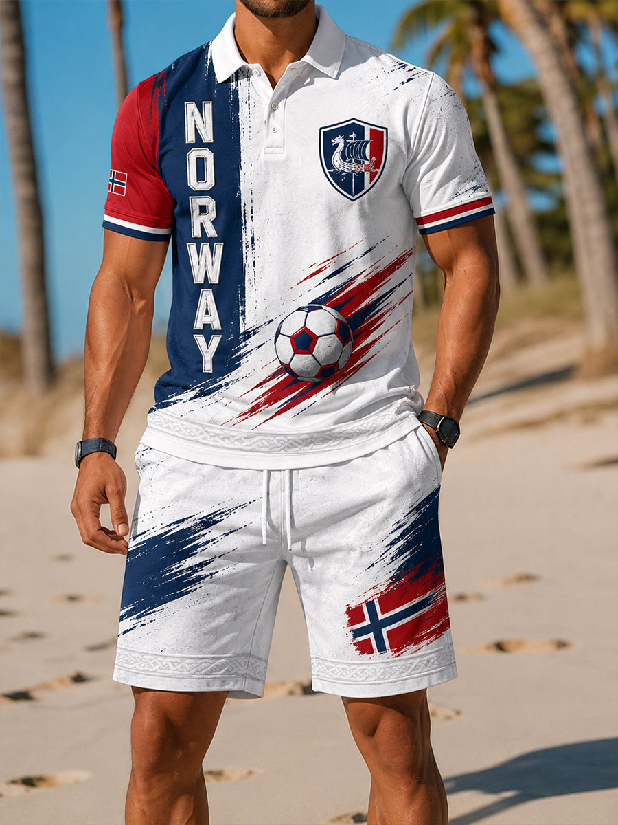 Retro nordisk stil norsk fotballfan-kunsttrykk uformell 2-delssett
