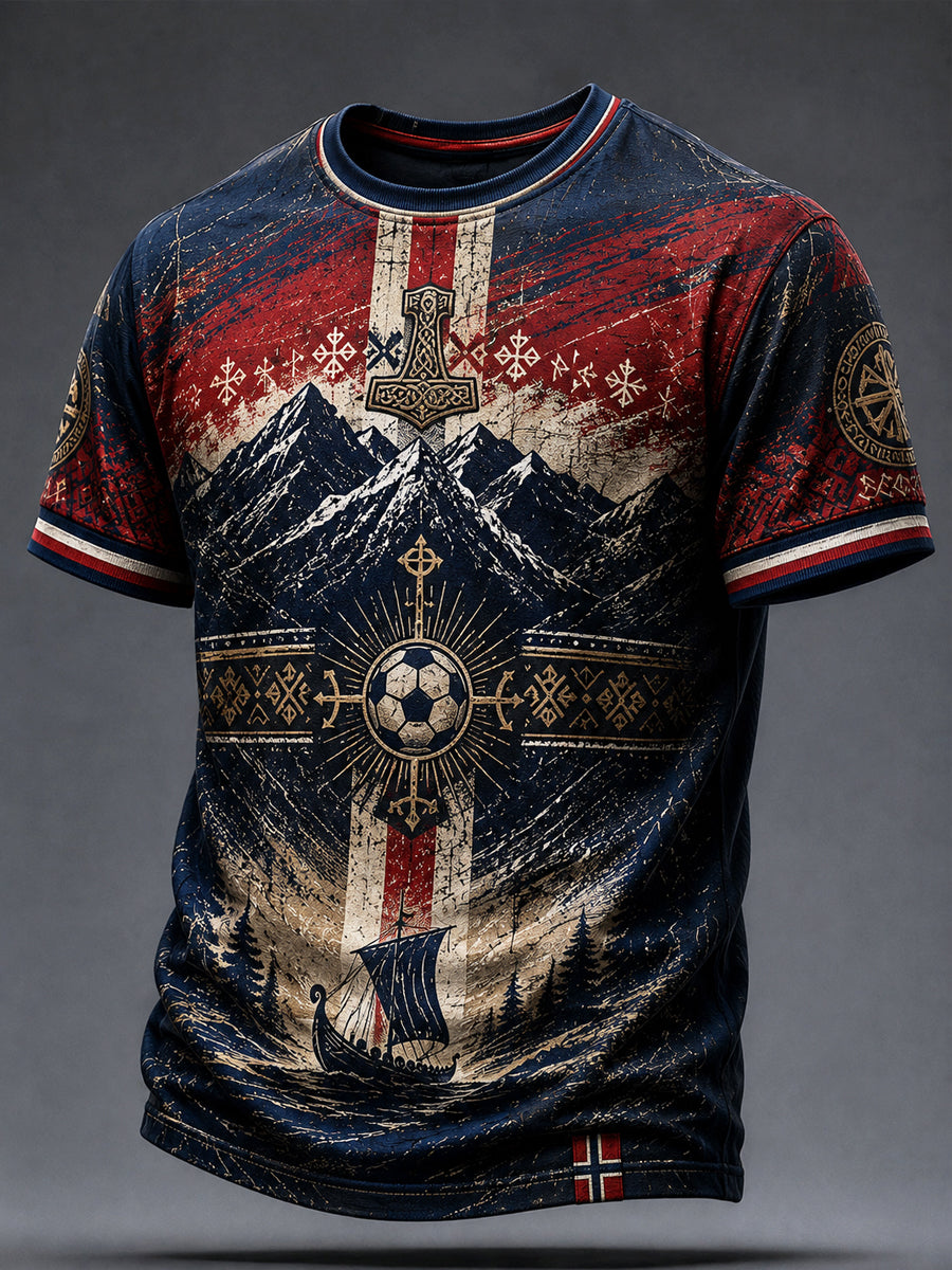 Retro Norge 2026 Abstrakt Fotballkunst Fritids-T-skjorte