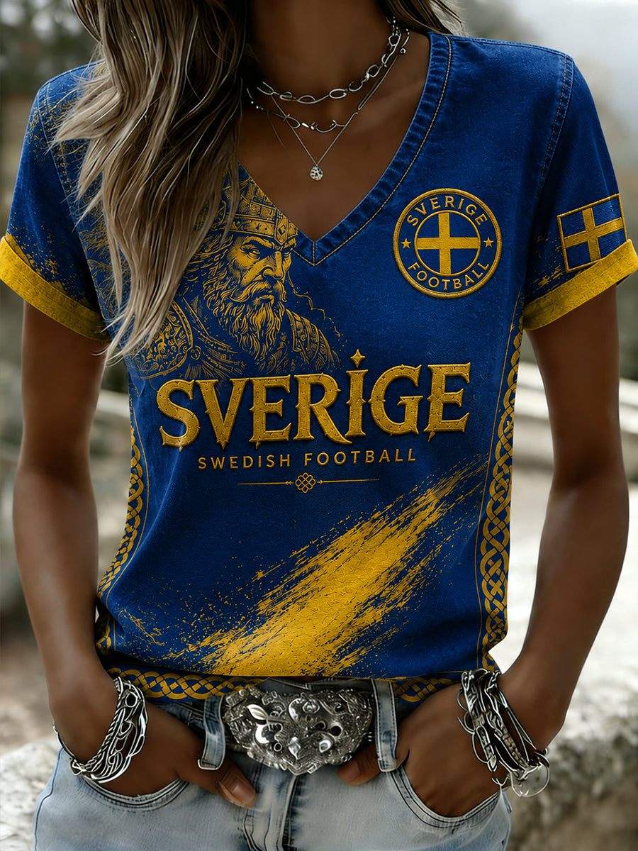Retro Nordisk-svensk fotbollsfan konst Skriv ut Casual T-shirt
