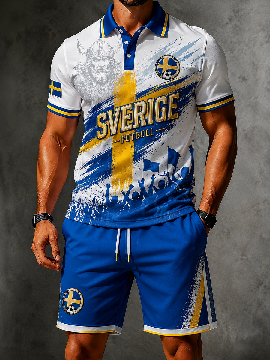 Retro svensk fotbollsfanart-print, avslappnad 2-delad set