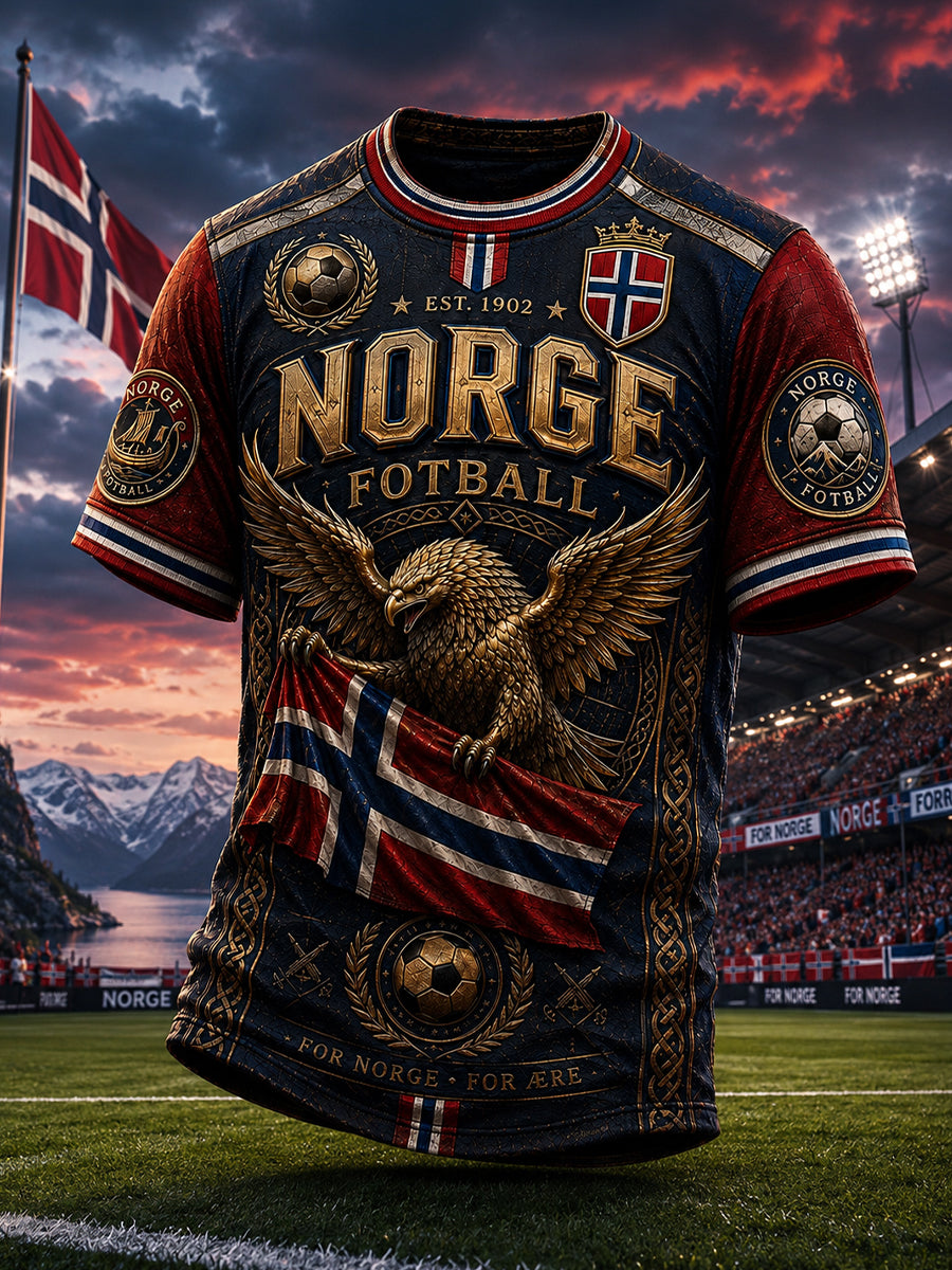 Retro fotballfan-trykk i nordisk stil for Norge – uformell t-skjorte
