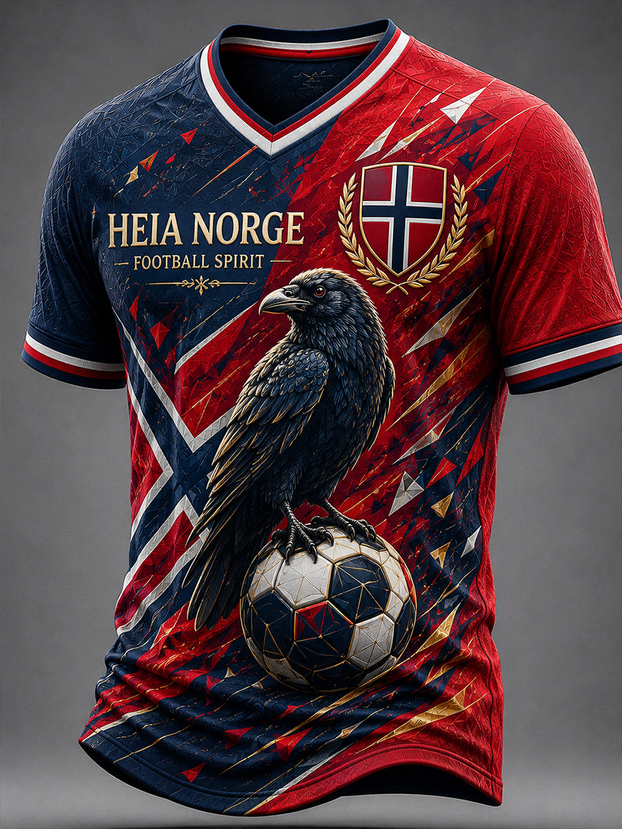Retro fotballfan-trykk i nordisk stil for Norge – uformell t-skjorte