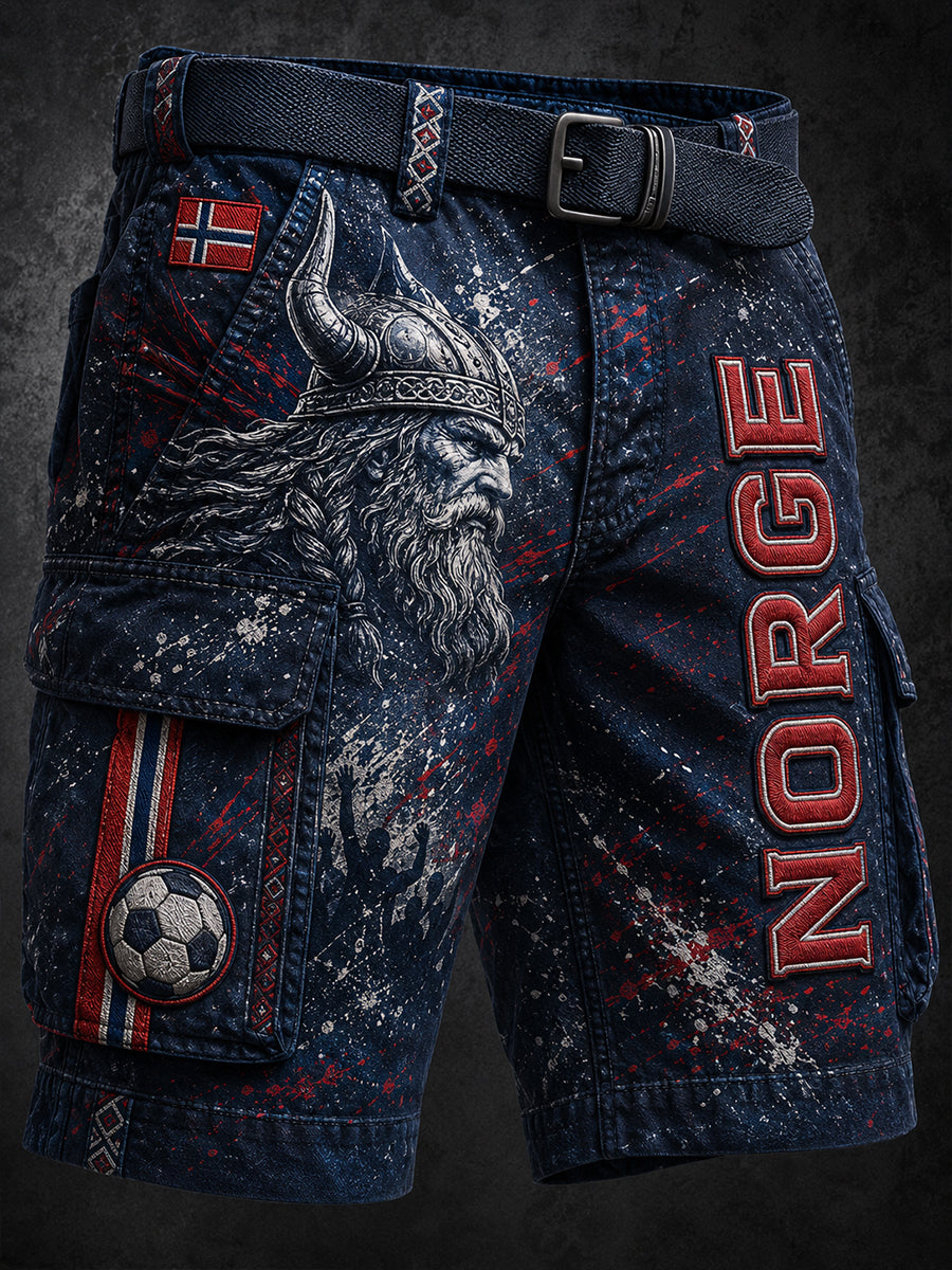 Retro nordisk stil norsk fotballfan-kunsttrykk avslappet lastebukse