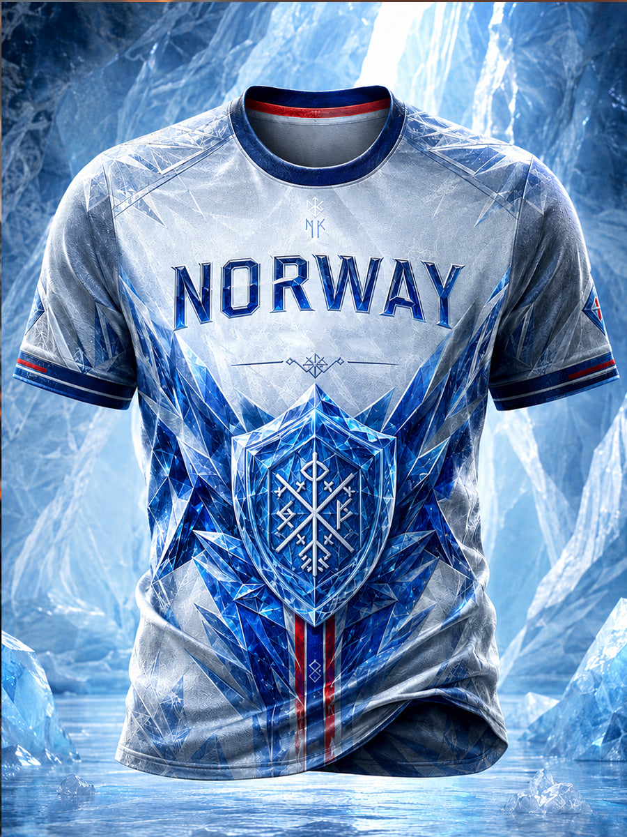 Menns Retro Nordisk Stil Norsk Kunsttrykk Fritidst-skjorte