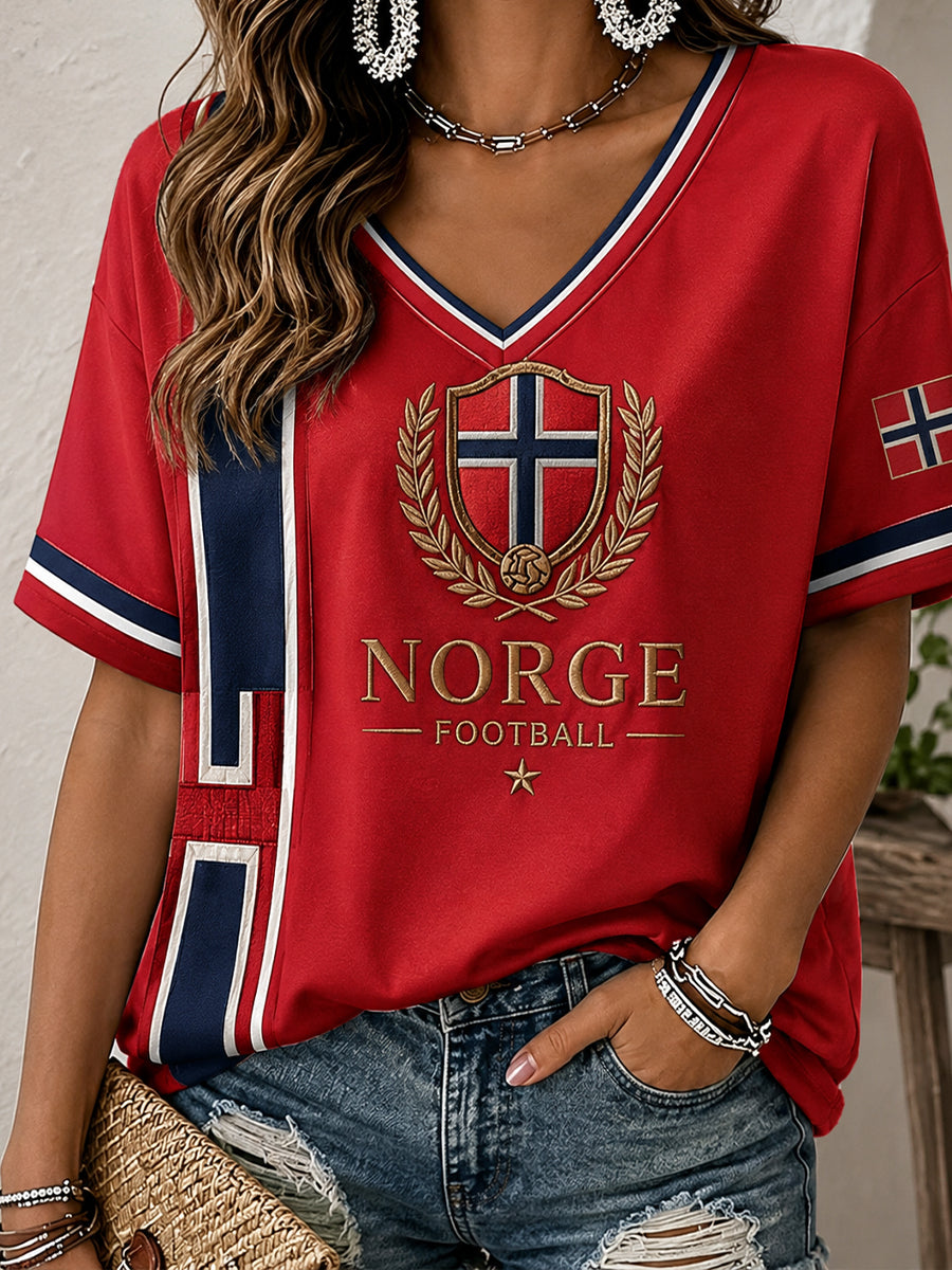 Retro norsk fotballfan-kunsttrykk, uformell t-skjorte