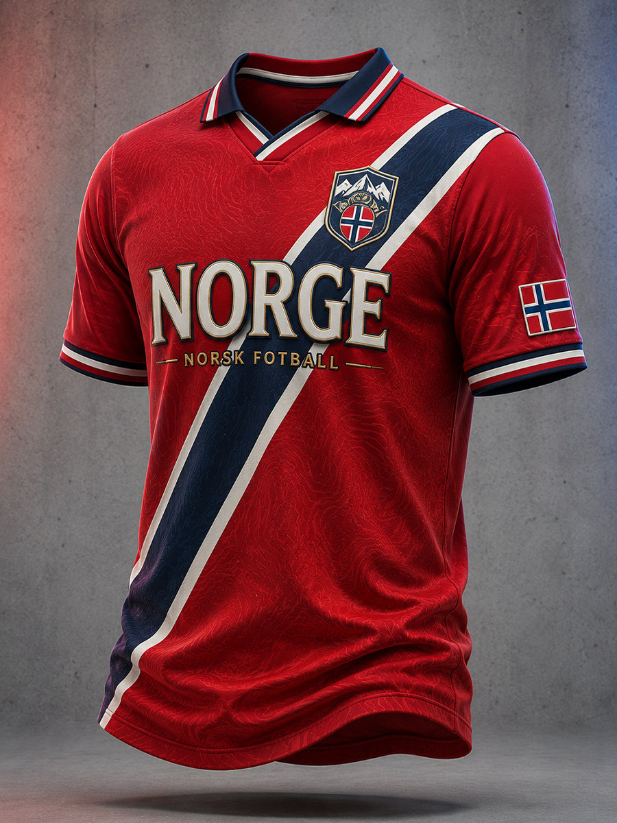 Retro norsk fotballfan-kunsttrykk avslappet drakt