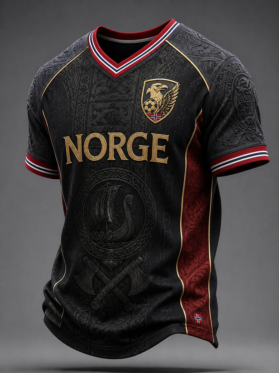 Retro norsk fotballfan-kunsttrykk avslappet drakt