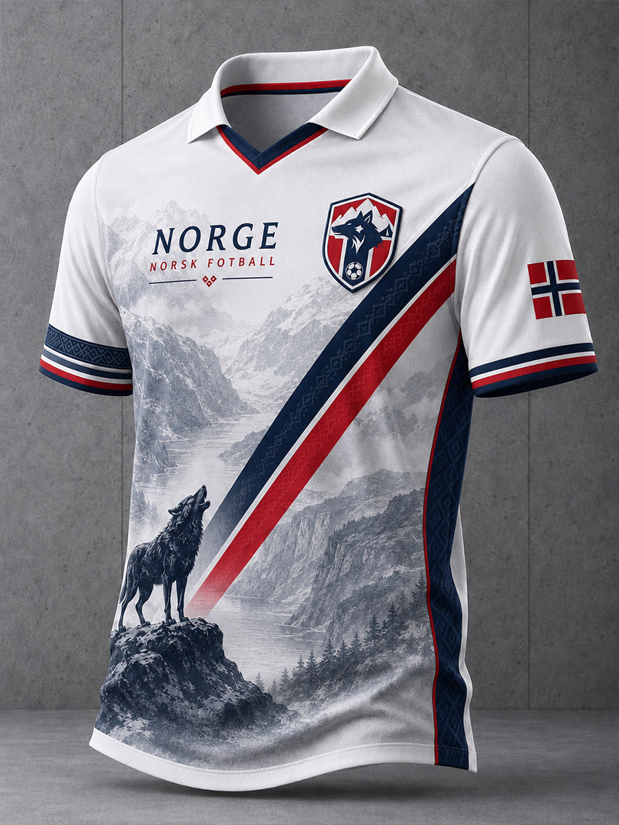 Retro norsk fotballfan-kunsttrykk avslappet drakt