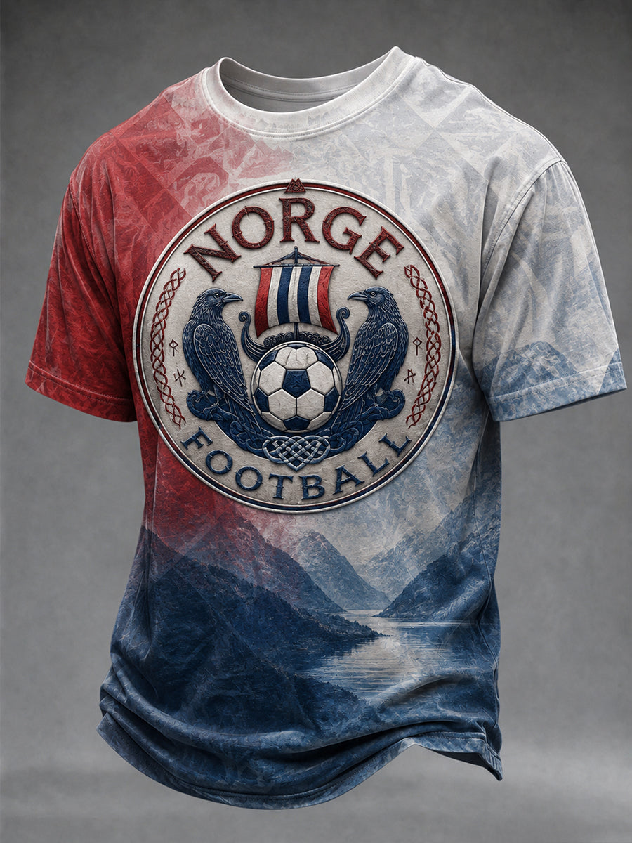 Menns Norge fotballfan-design t-skjorte