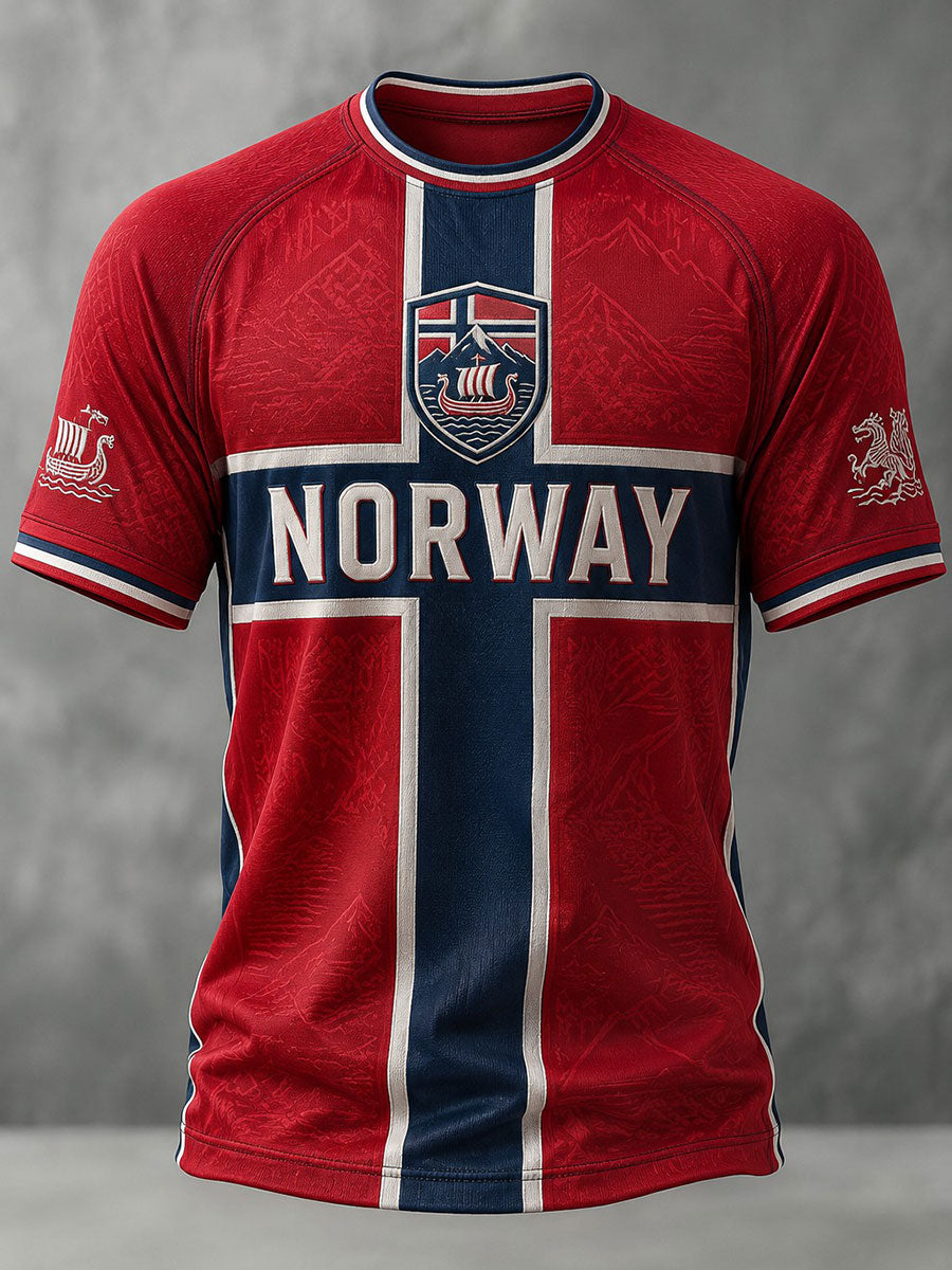 Menns Norge Fotball T-skjorte med trykk