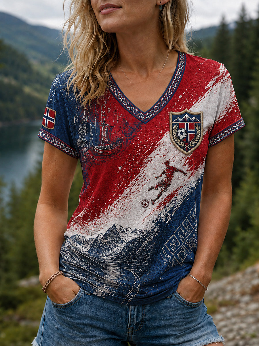 Kvinner Heia Norge fotball Vifter grafisk T-skjorte