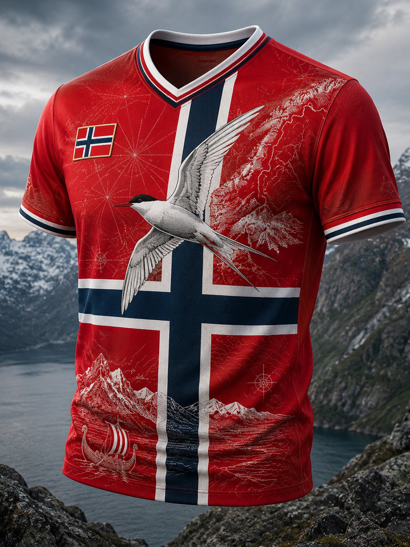 Retro norsk dykekunsttrykk avslappet t-skjorte