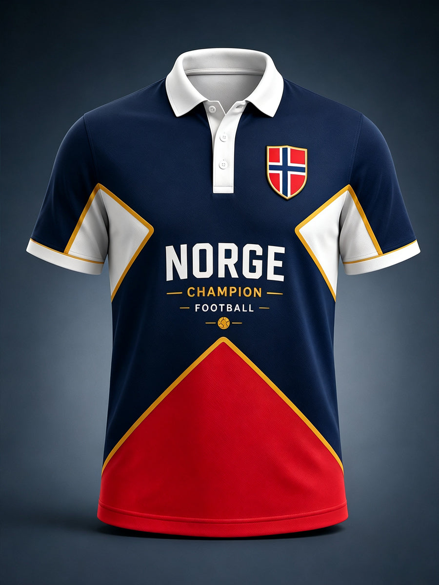 Herrepolo med minne-trykk for Norgesdagen