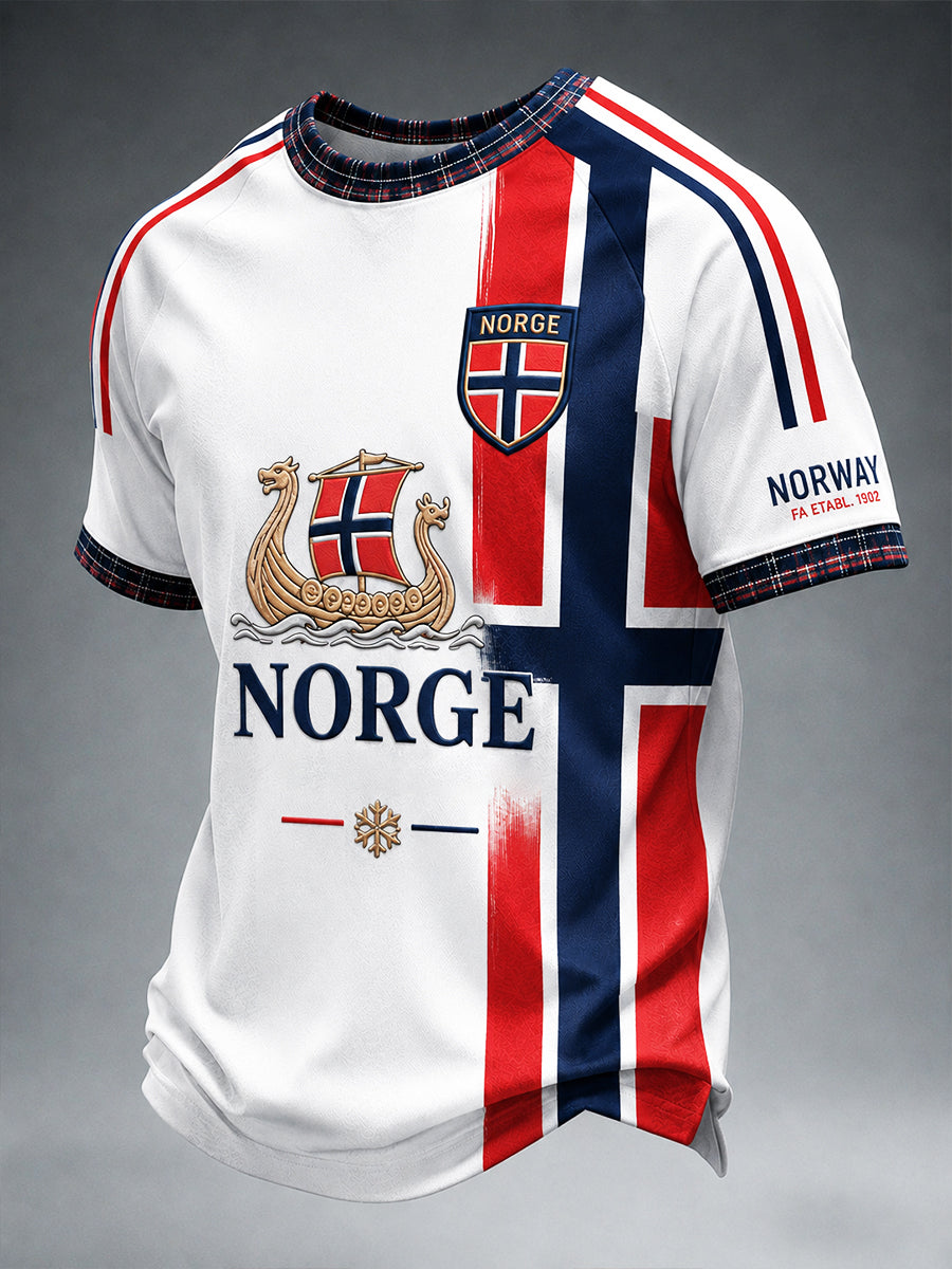 Retro nordisk vikingstilt grafisk T-shirt