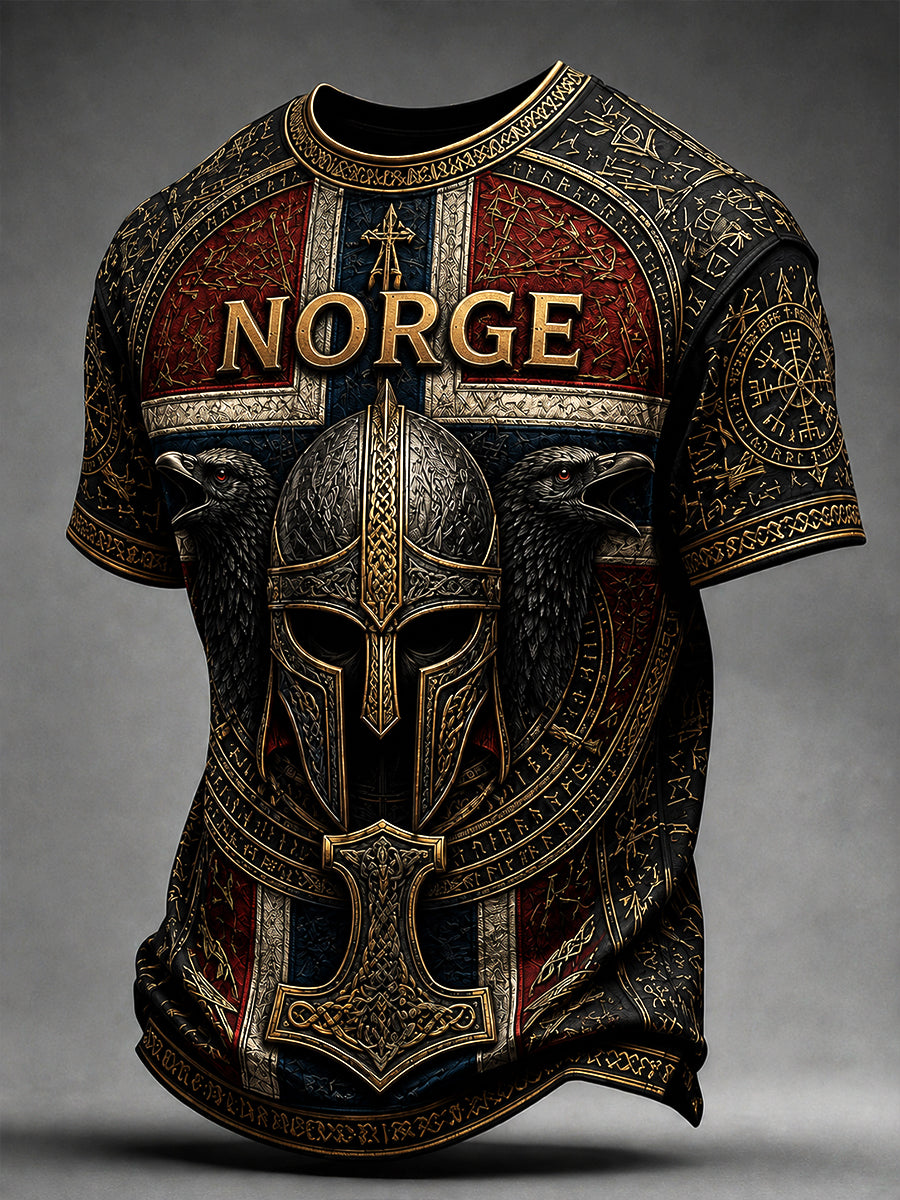 Retro nordisk vikingstil grafisk hverdags-T-skjorte