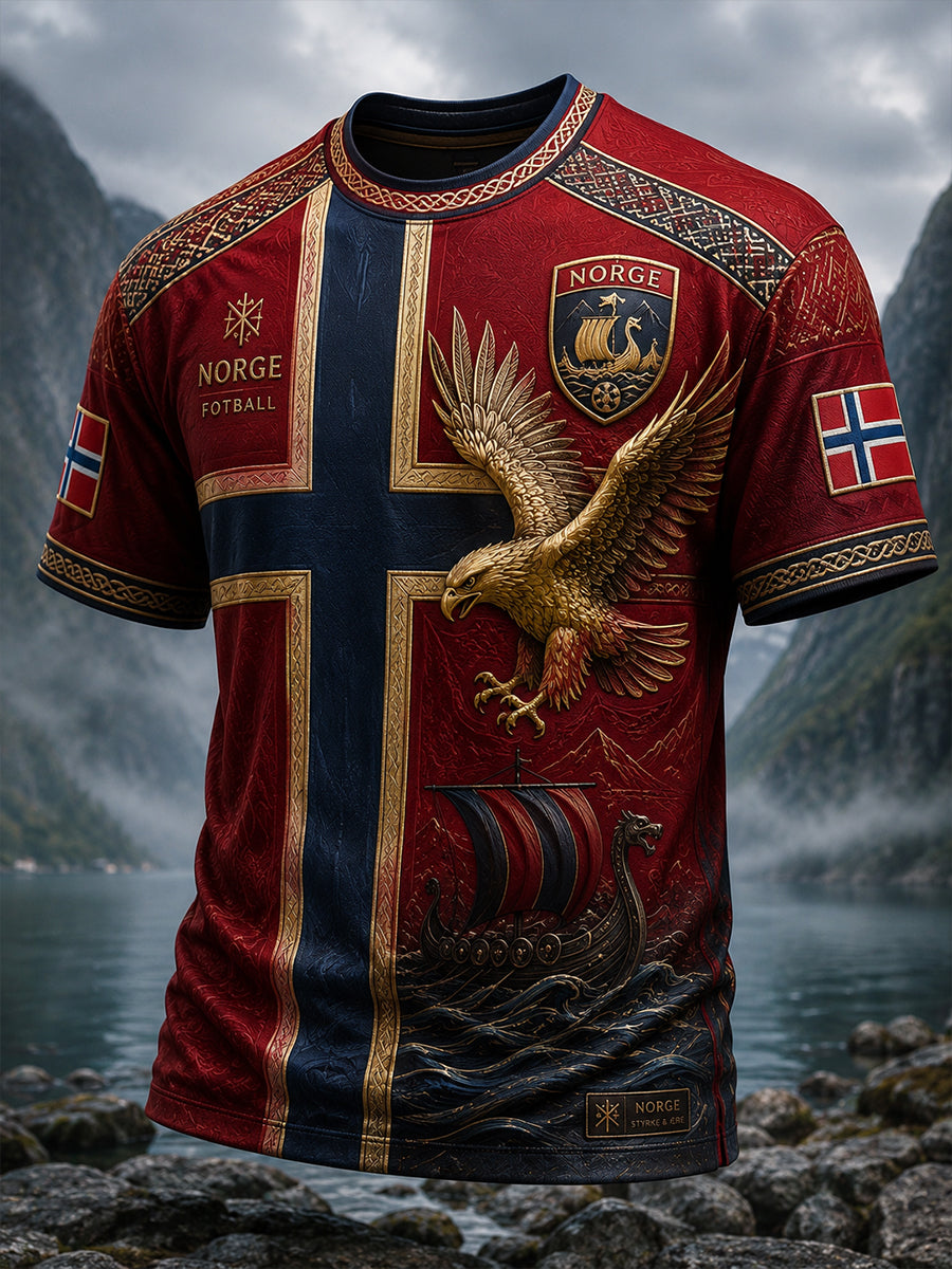 Retro nordisk vikingstil grafisk hverdags-T-skjorte