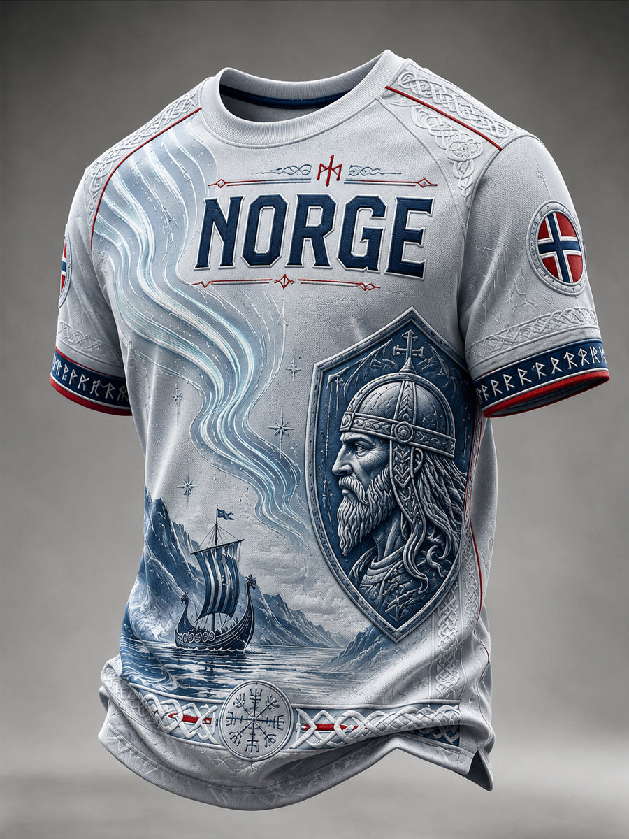 Retro norske vikingskriger klassisk kunst-t-shirt