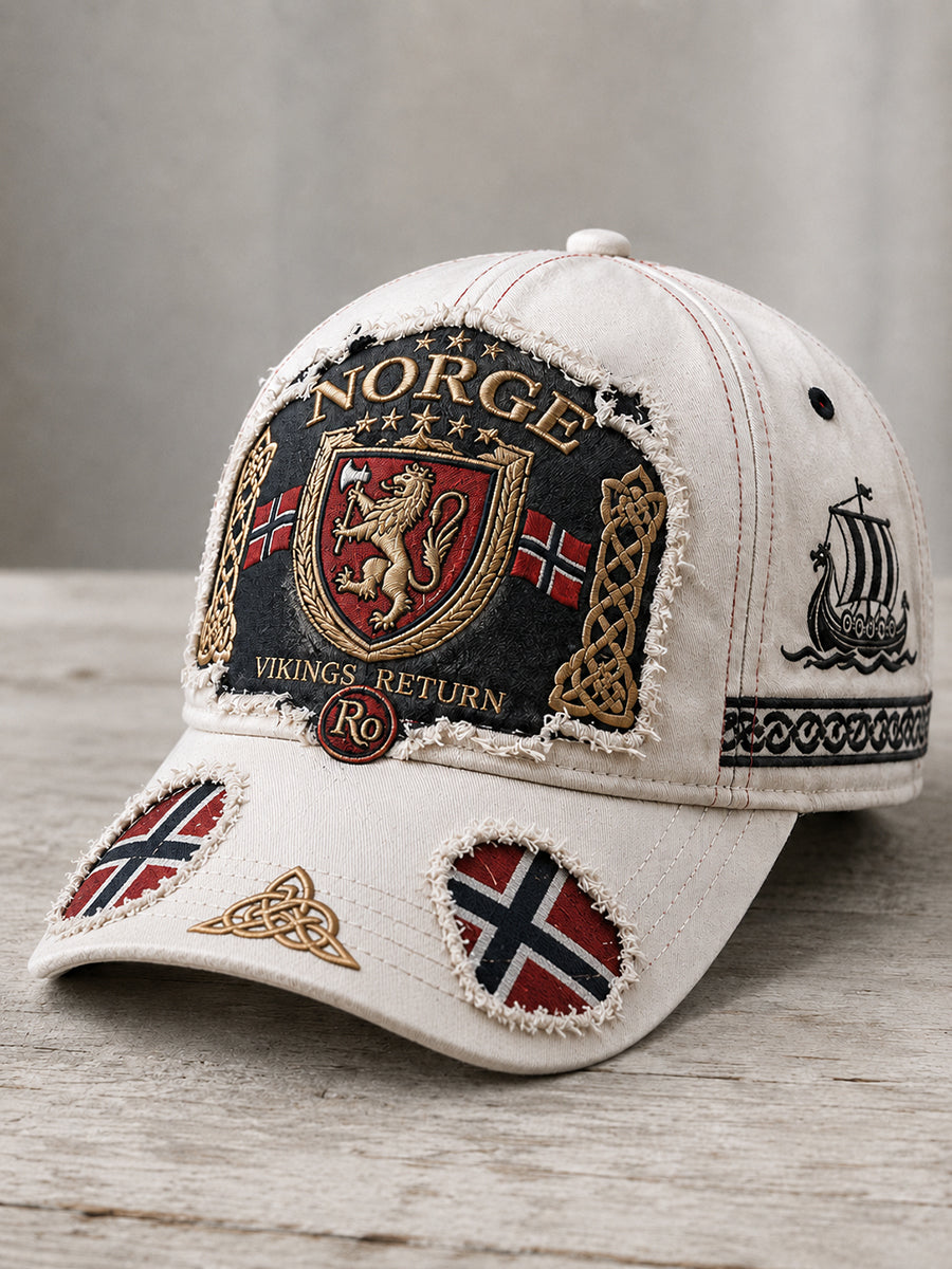 Unisex norsk vikingmotiv med patriotisk kunsttrykk på lue