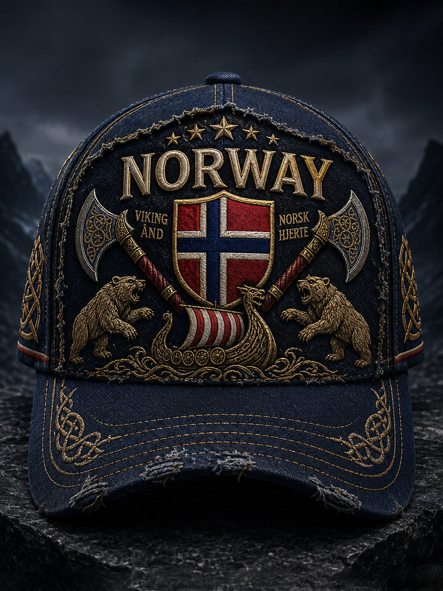 Unisex-norsk vikingtema patriotisk kunst utskriftshatt