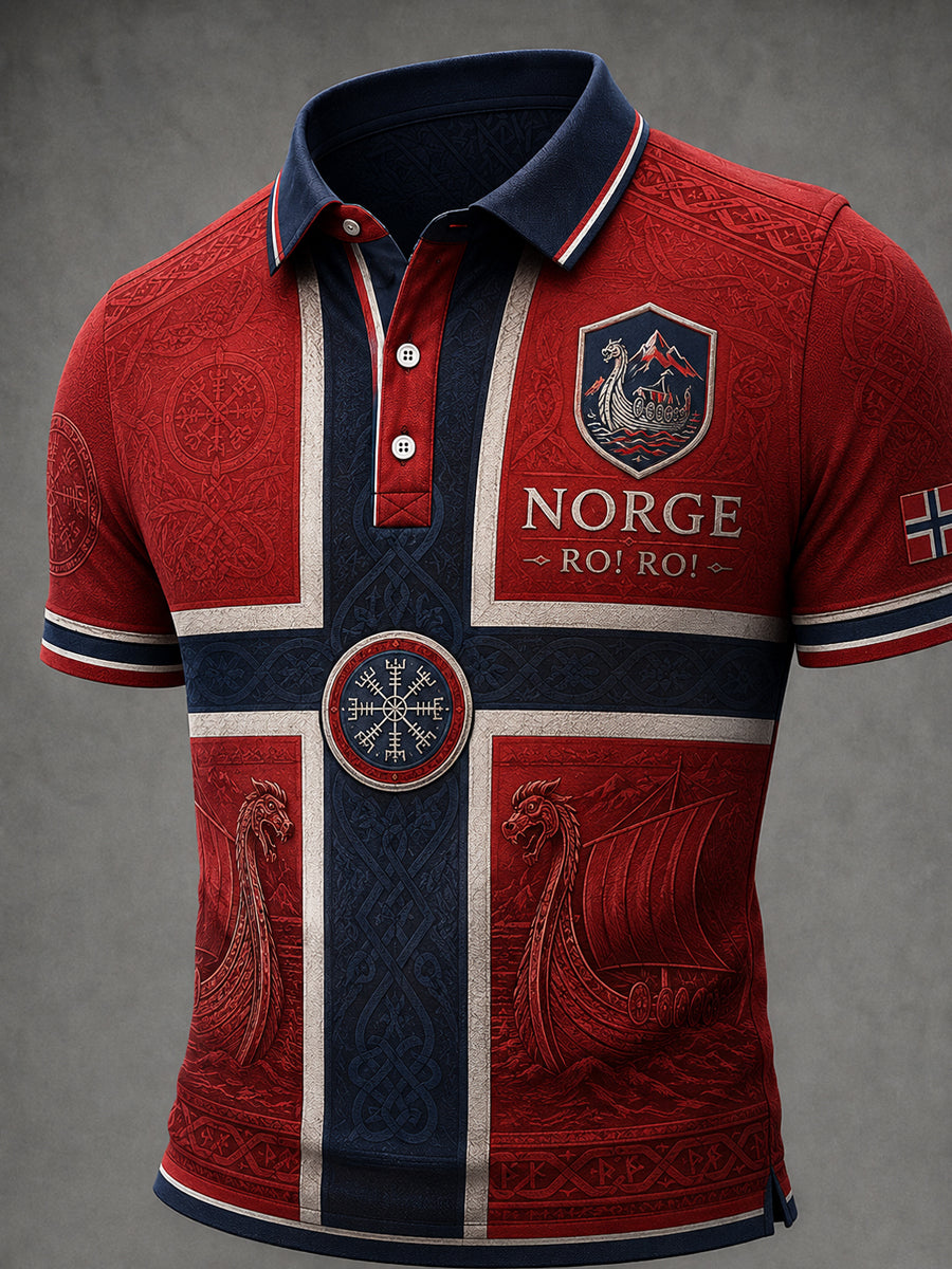 Retro Norsk RO! RO! Lappeverk uformell Polo- skjorte