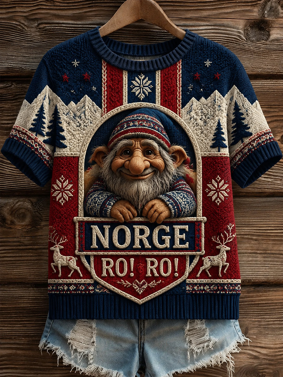 Retro norsk RO! RO! Troll søt tilfeldig T-shirt