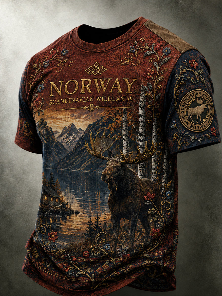 Retro nordisk vikingstil grafisk hverdags-T-skjorte
