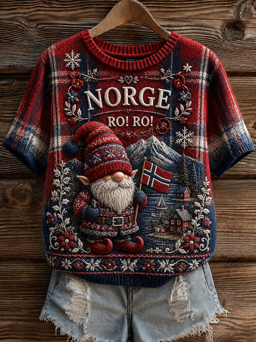 Retro norsk Nisse, klassisk, tilfeldig T-shirt