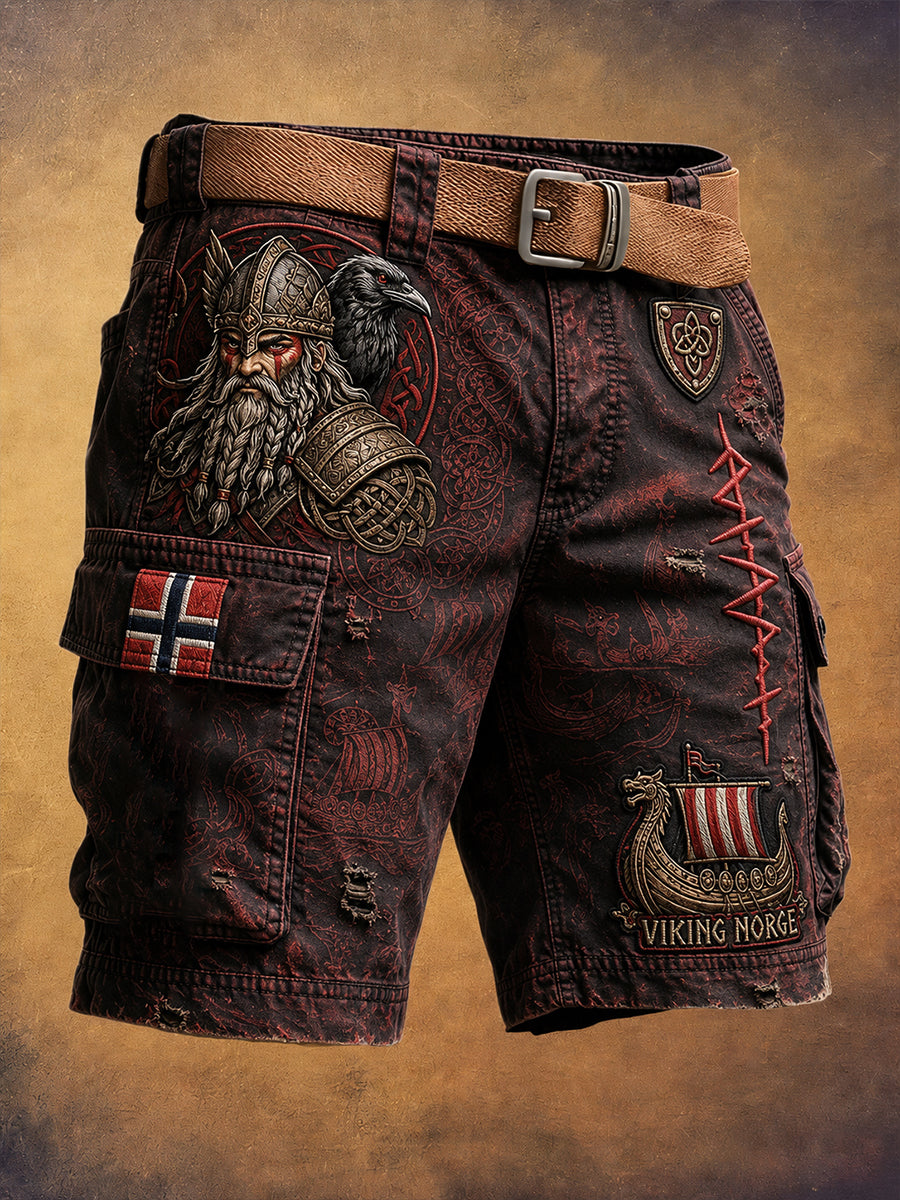 Retro nordisk kunsttrykk i vikingstil – uformelle shorts