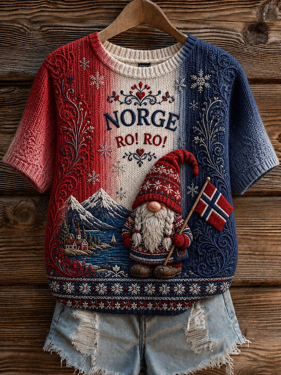 Retro norsk Nisse-overgangsgradient T-shirt